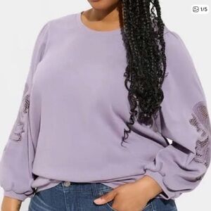 Lavender Women's Top with Lace Sleeves Torrid 3X